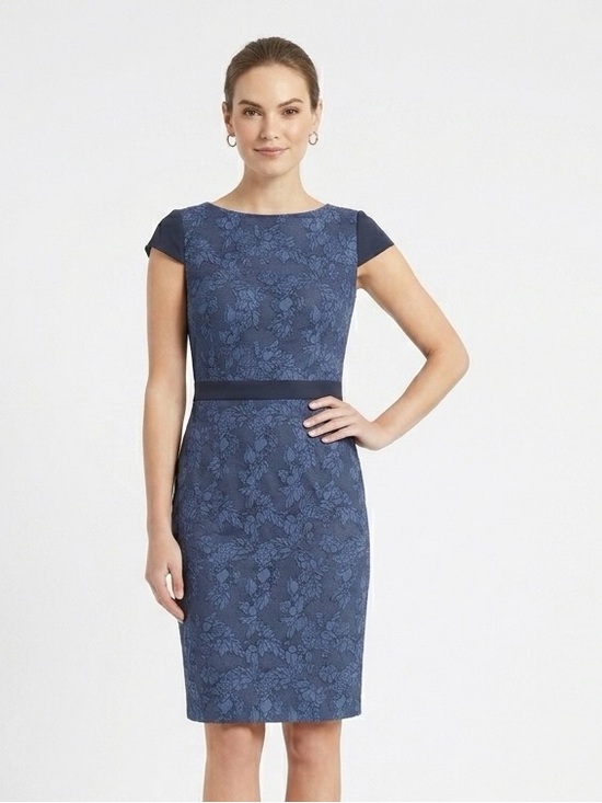 ANTONIO MELANI Dresses & Skirts - Antonio Melani,  Navy Floral Lace Sheath Dress - XS